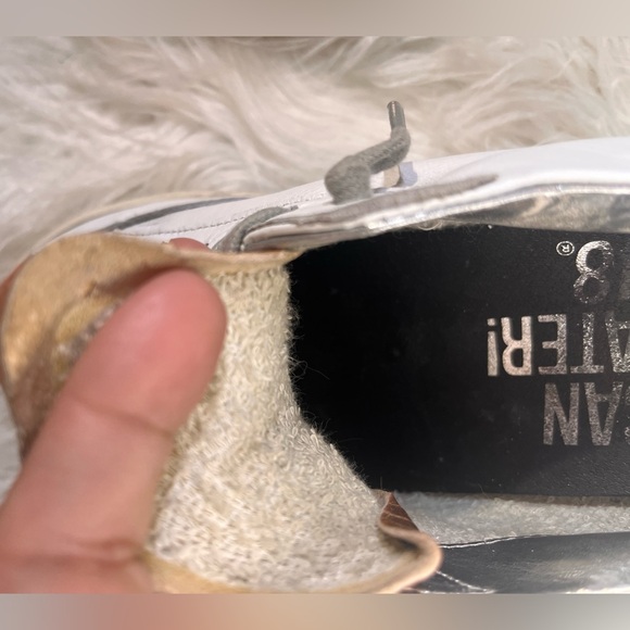 P448 Men's Metallic Rose and White Athletic Shoes - Picture 6 of 8